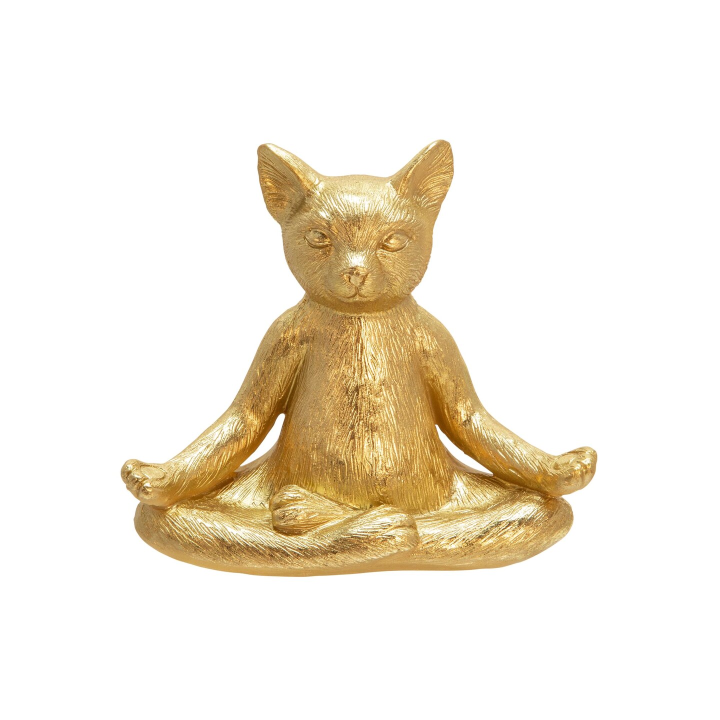 Kingston Living 7" Gold Cross Legged Yoga Cat Decorative Sculpture