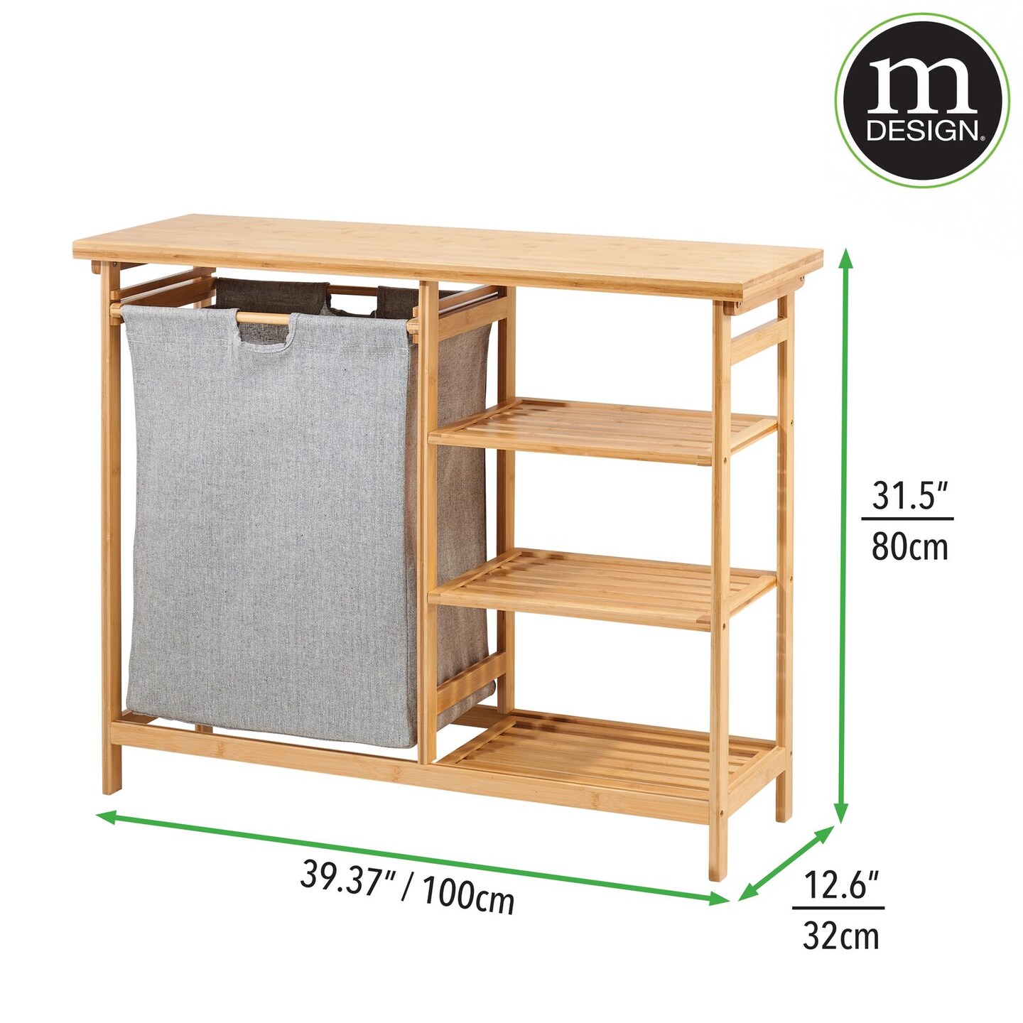 mDesign Bamboo Freestanding Laundry Furniture Storage & Hamper