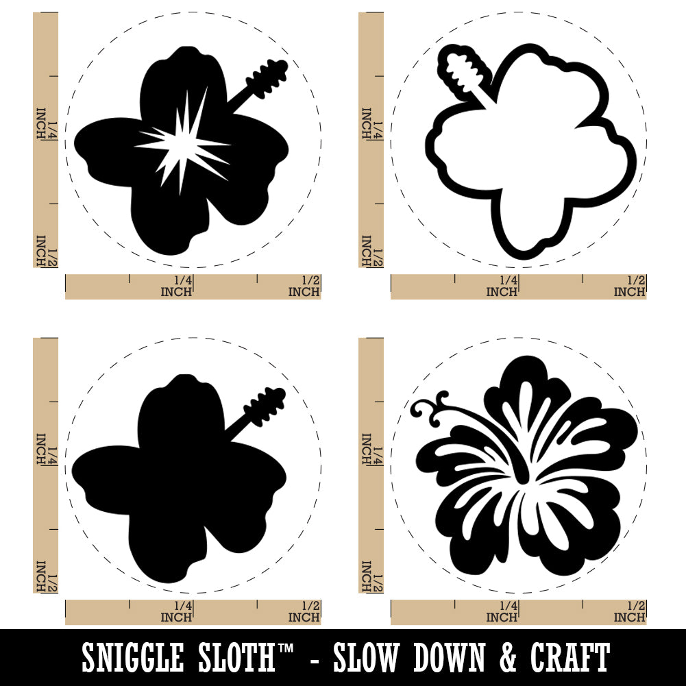 Hibiscus Flower Tropical Hawaii Rubber Stamp Set for Stamping Crafting