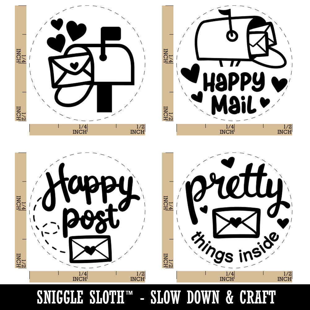 Happy Mail Post Letter Envelope Mailbox Rubber Stamp Set for Stamping ...