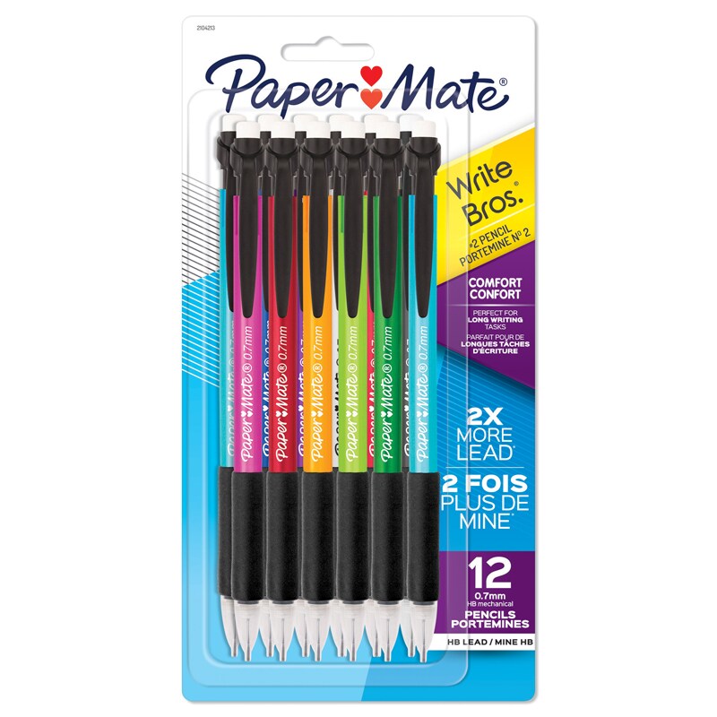 Write Bros&#xAE; Comfort Mechanical Pencil, 0.7mm, Assorted, Pack of 12
