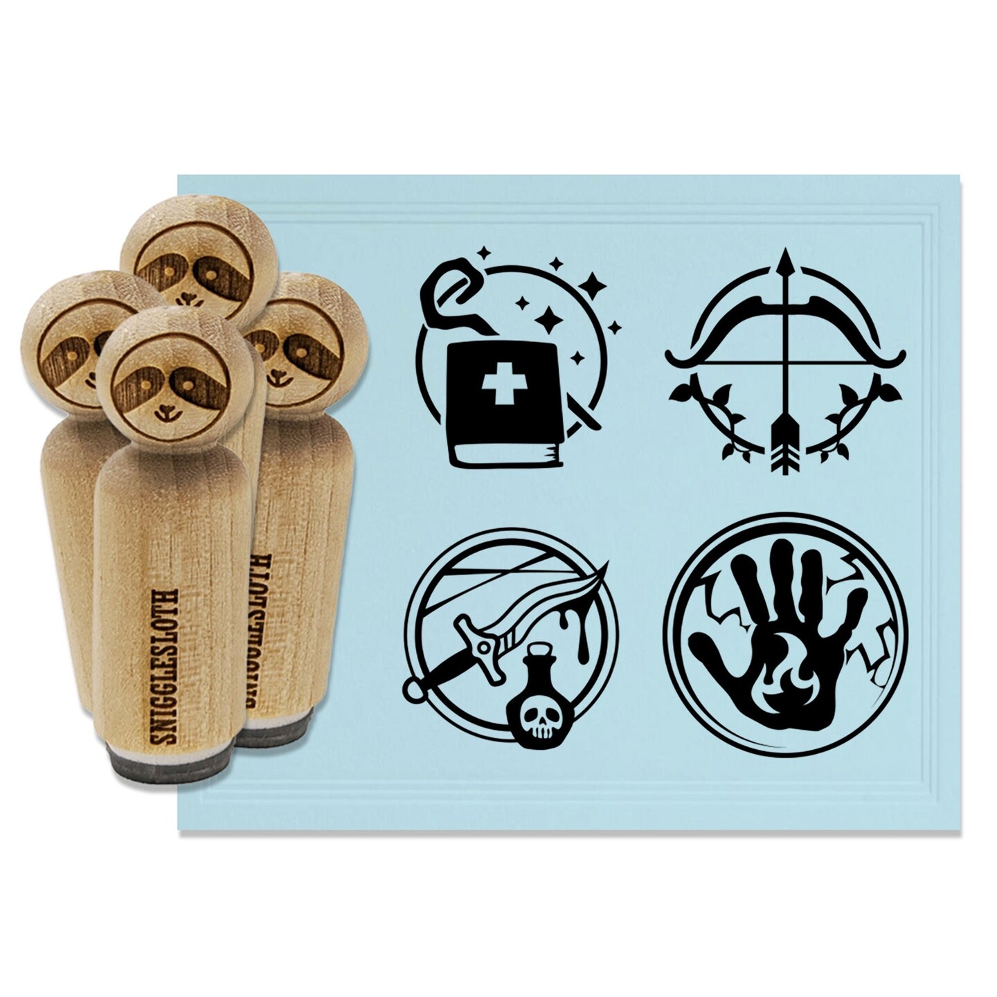 RPG Gaming Rogue Ranger Cleric Wizard Rubber Stamp Set for Stamping Crafting Planners