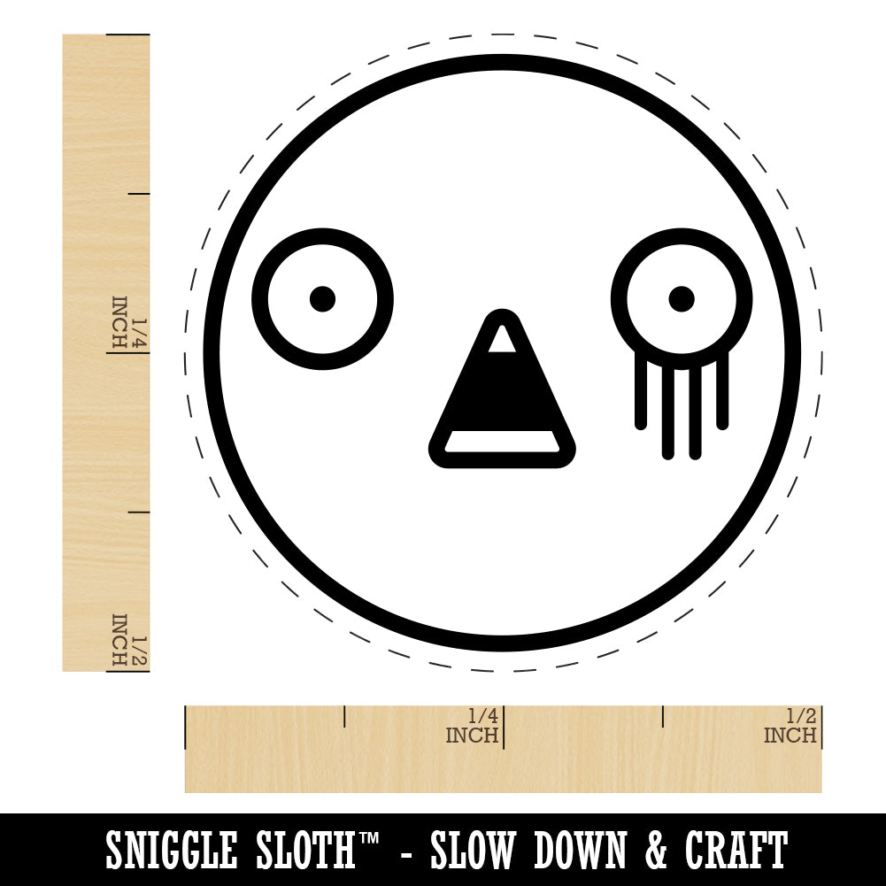 Kawaii Cute Horrified Scared Face Rubber Stamp for Stamping Crafting Planners