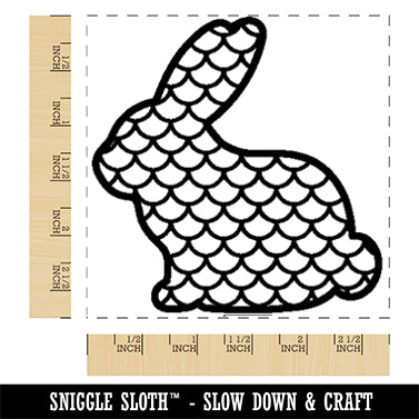 Bunny Side Profile Pattern Mermaid Scales Easter Square Rubber Stamp ...