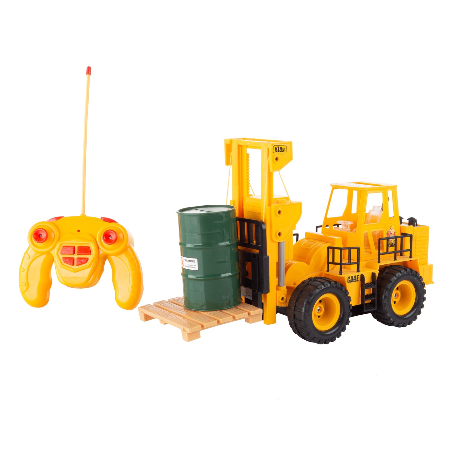 Hey! Play! Remote Control Toy Forklift Working Fork Lights Sound AA Battery Operated with Accessories