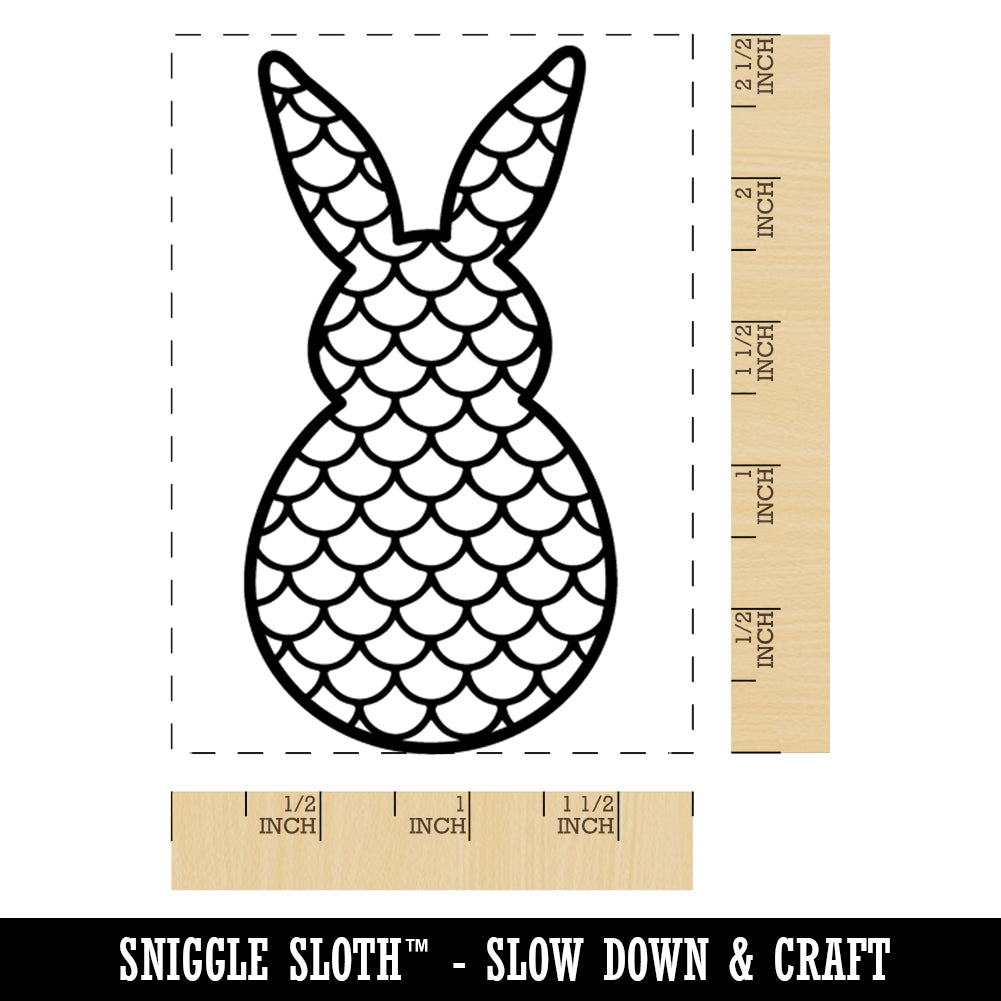 Bunny Pattern Mermaid Scales Easter Rabbit Rectangle Rubber Stamp for ...
