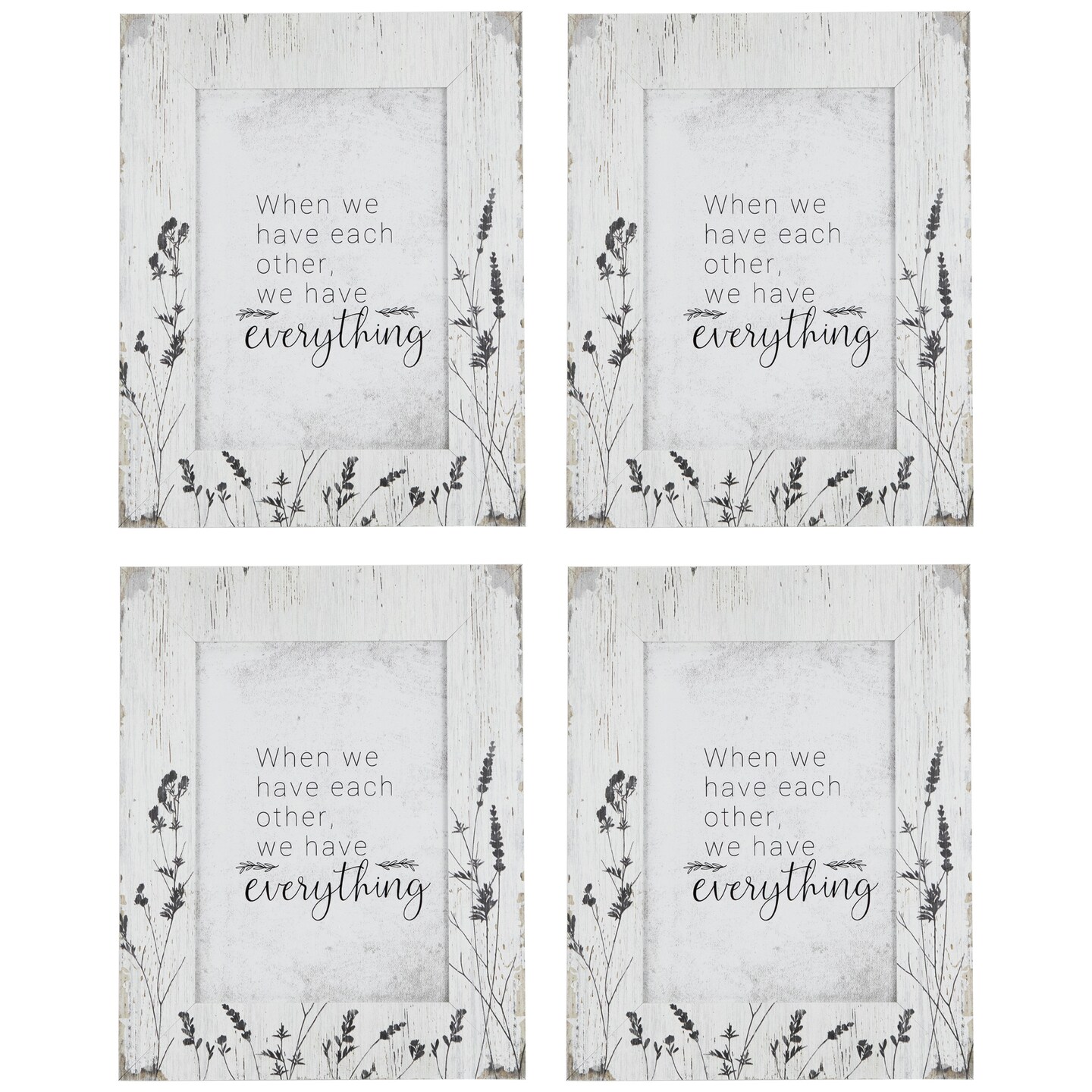 Northlight Weathered Floral Picture Frames for 5&#x22; x 7&#x22; Photo - White - Set of 4