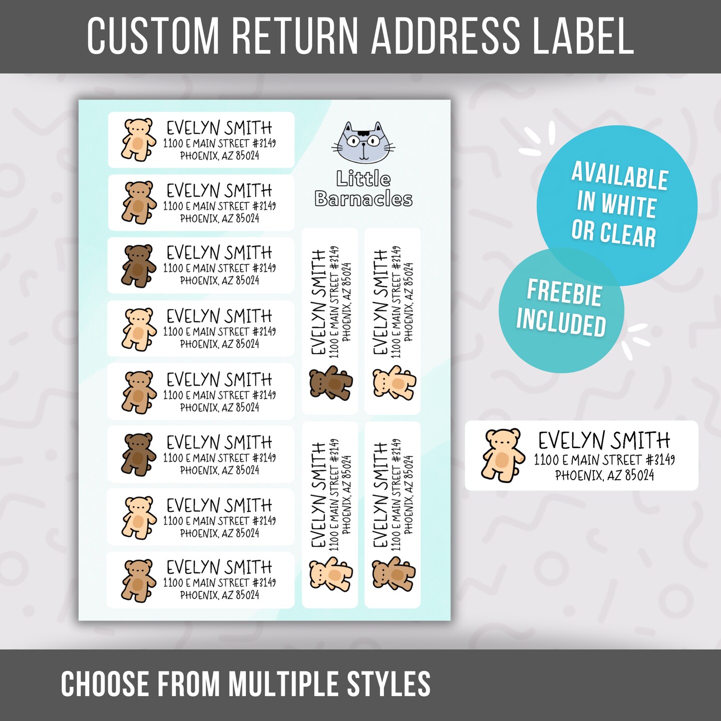 Custom address labels return address labels sheet of 12 personalized