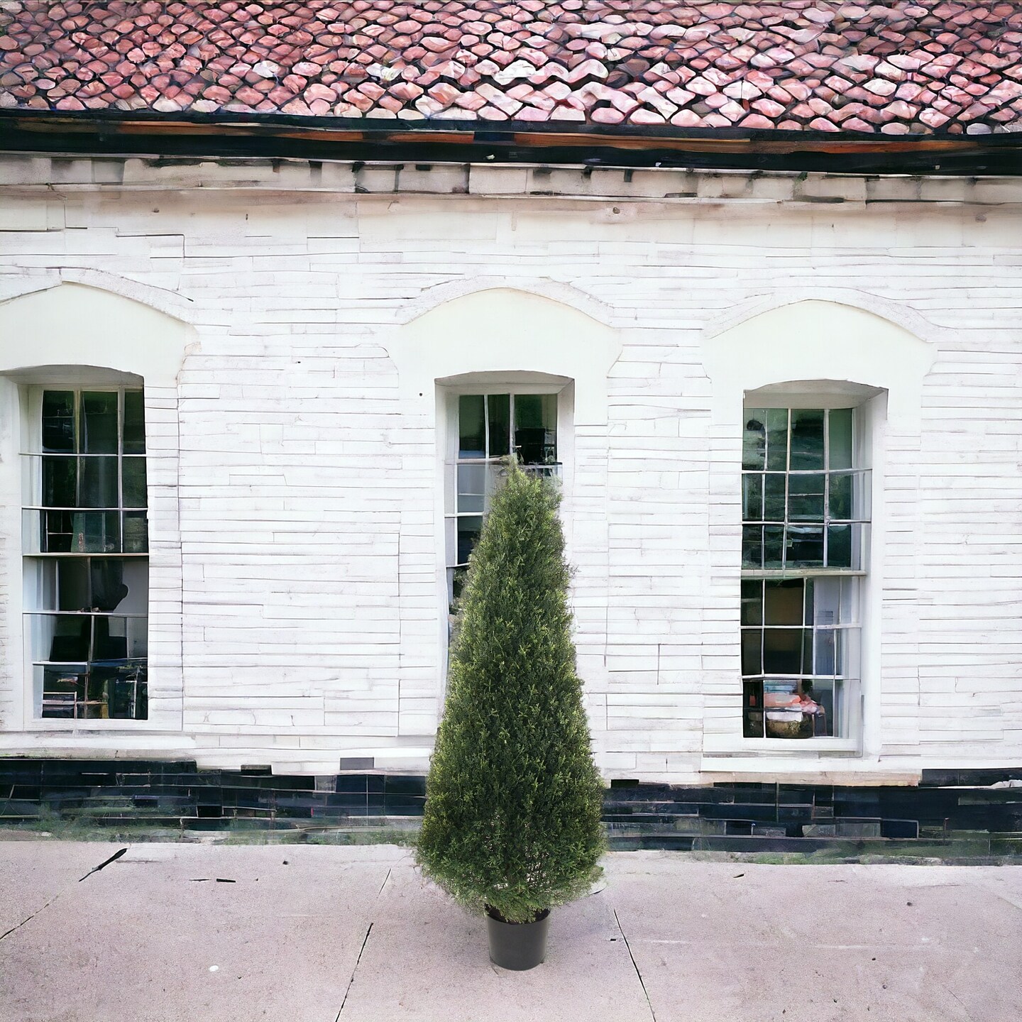 4.7ft Cedar Cone Topiary Tree in Black Pot, Floral Home by Artificial Flowers