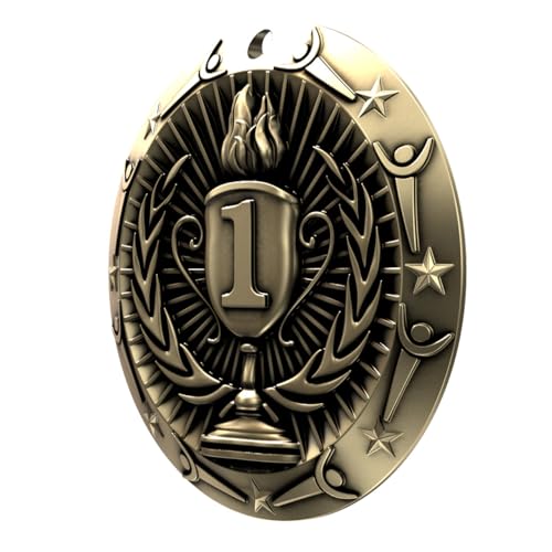 Gold Medal - Large Metal - Olympic Award Medals with Stars &#x26; Stripes American Flag V Neck Ribbon - Perfect for School Competitions, Kids, Students, Athletes &#x26; Scholars