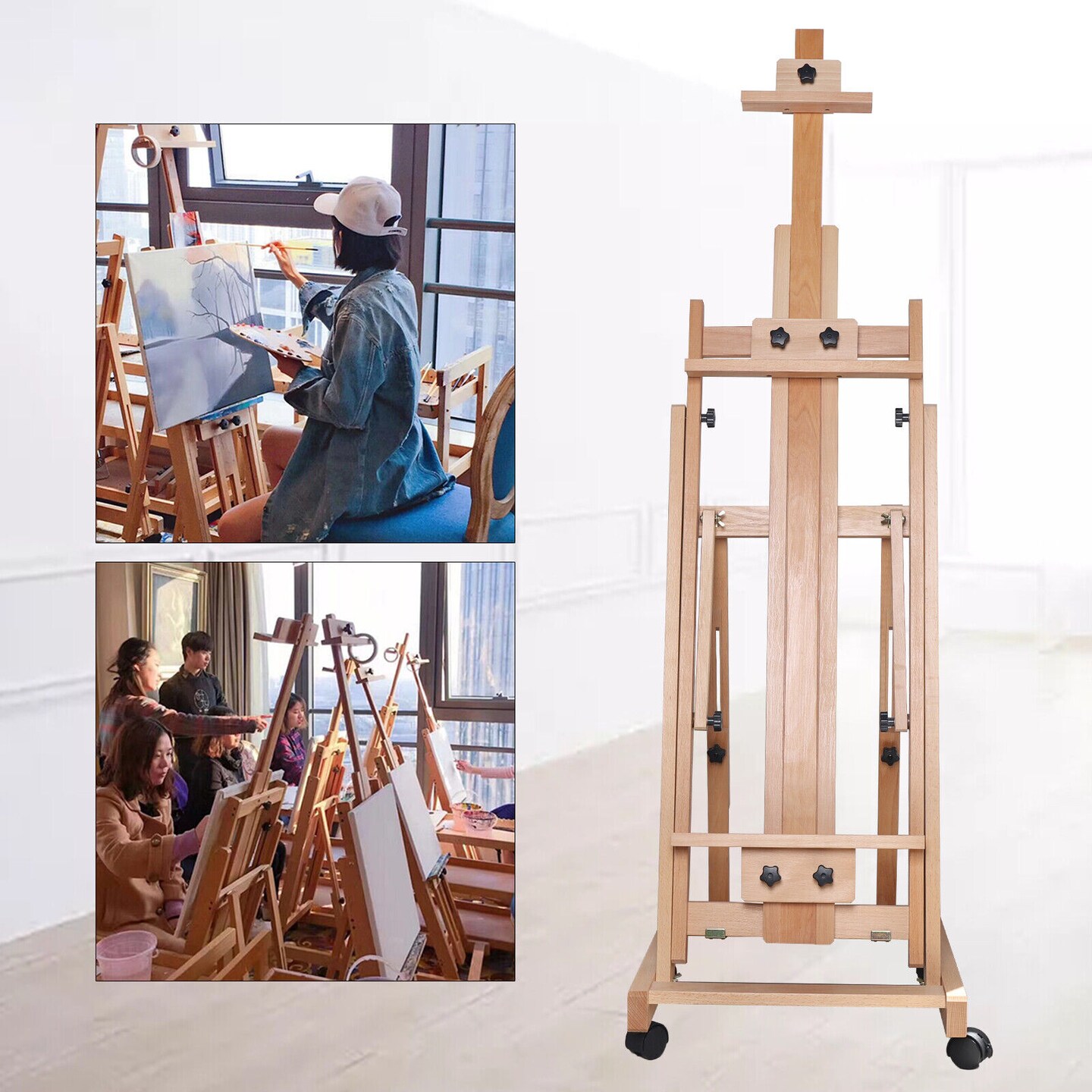 Kitcheniva Adjustable H-Frame Multi-Purpose Studio Artist Sketch Wooden Easel