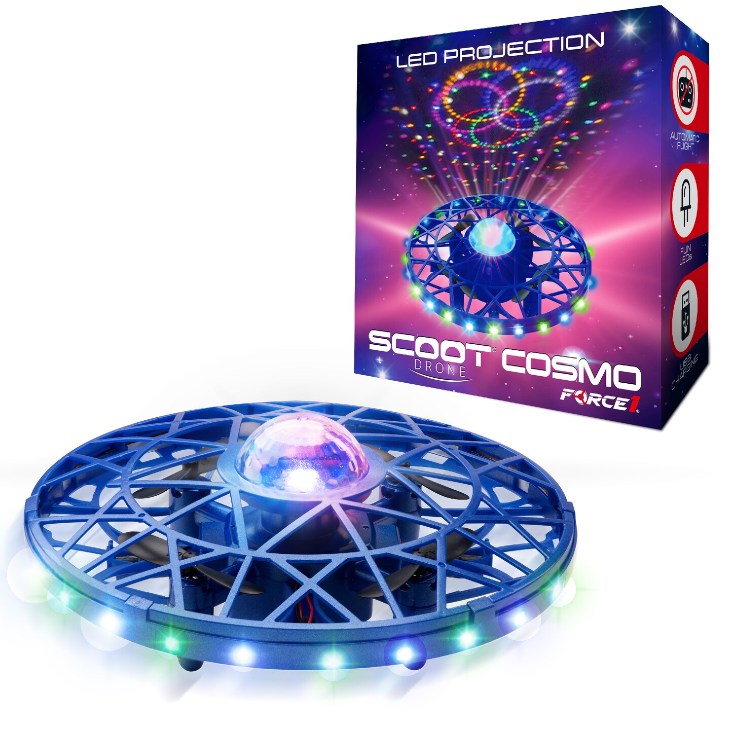 Force1 Scoot Cosmo LED Hand Operated Drone for Kids and Adults