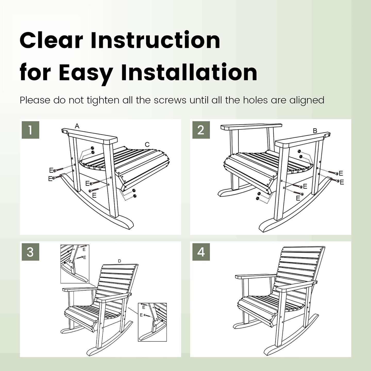 Costway Patio Wooden Rocking Chair High Back Fir Wood Armchair Natural Garden Yard