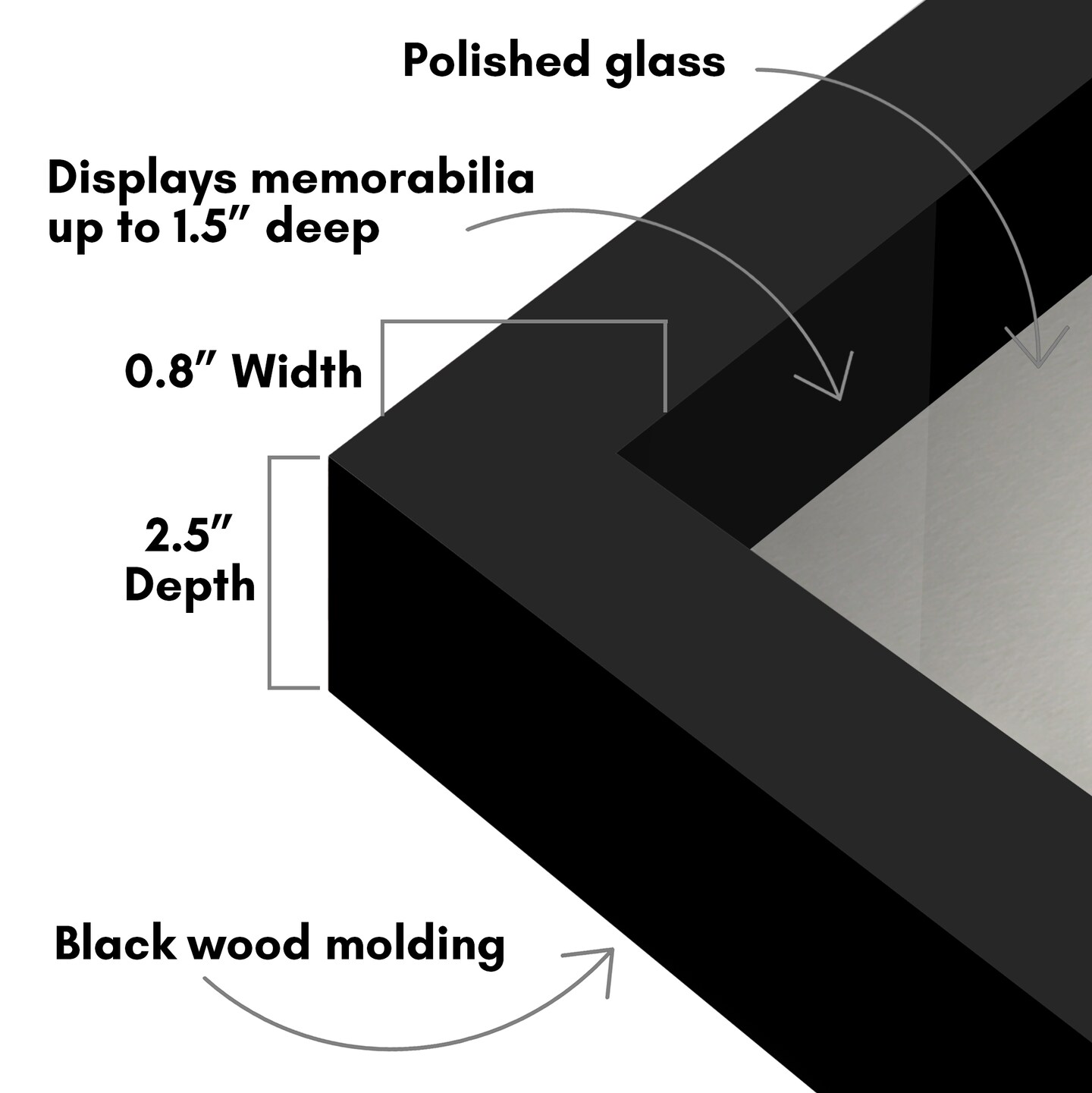 Americanflat Shadow Box Frame - 1.5 Interior Depth for Memorabilia - Display Case for Showcasing Souvenirs, Awards, and Medals - Shatter Resistant Glass - Hanging Hardware