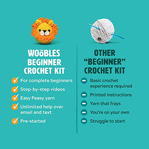 The Woobles Crochet Kit with Easy Peasy Yarn as seen on Shark Tank for Beginners with Step-by-Step Video Tutorials - Fred The Dinosaur