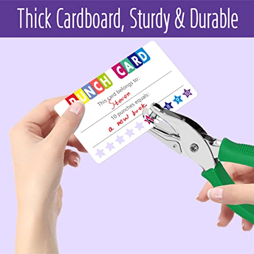 102 Pieces Punch Cards, Star Shaped Incentive Reward Cards Business Size Student Award Cards Boost Creativity & Skills Development for Business, Classroom, Kids Behavior, Students, Teachers, 3.5” x 2”