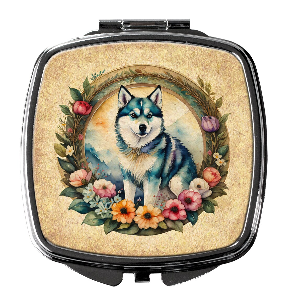 Caroline's Treasures Yorkshire Terrier and Flowers Compact Mirror
