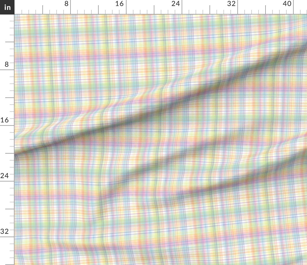 Pastel Rainbow Madras Plaid Check Tartan Lgbtqia Pride Colorful Spring Summer Custom Printed Fabric by Spoonflower Various Fabrics by the Yard or Fat Quarter