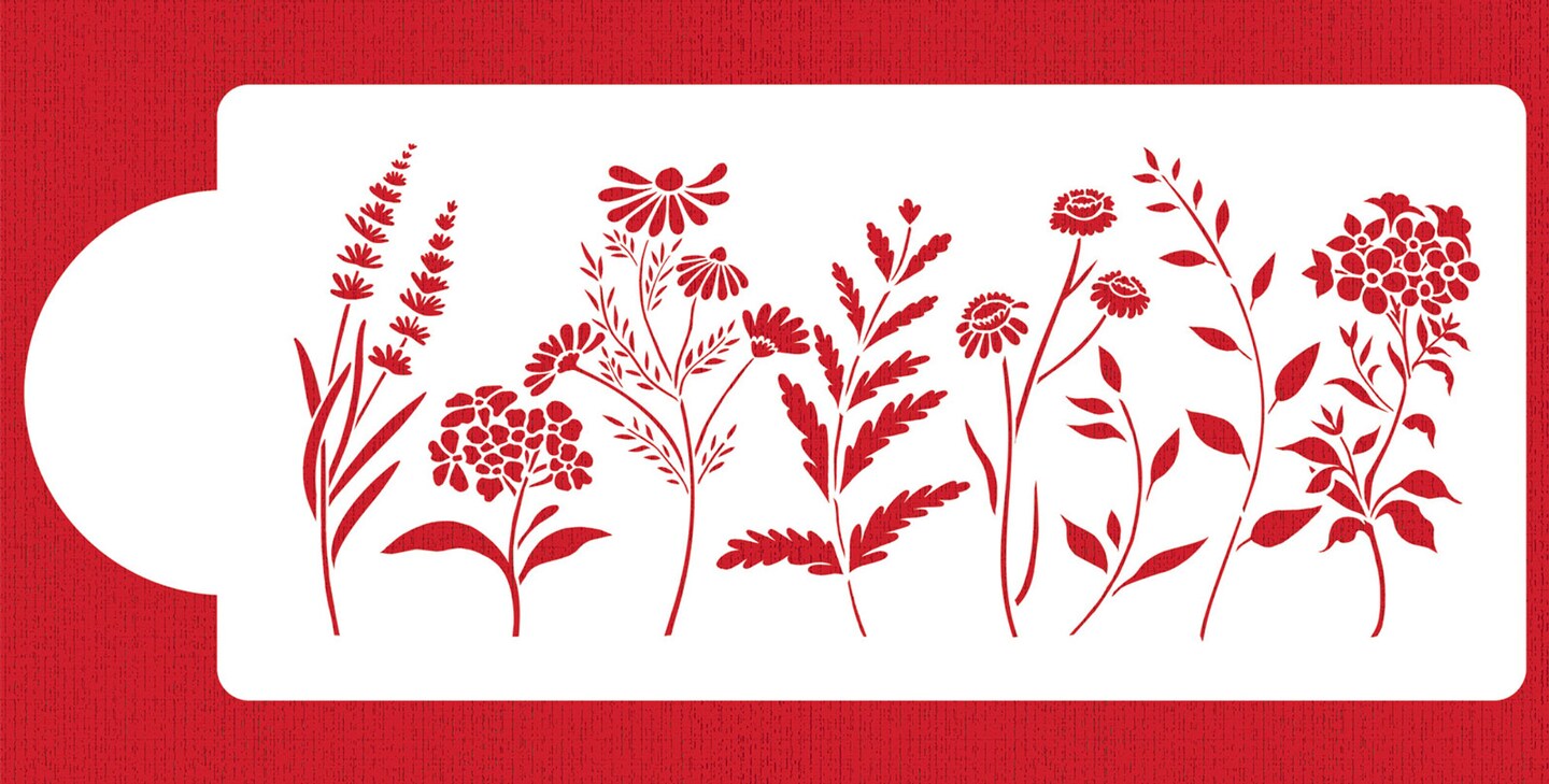 Wildflowers Cake Stencil Side C1086 by Designer Stencils Cake