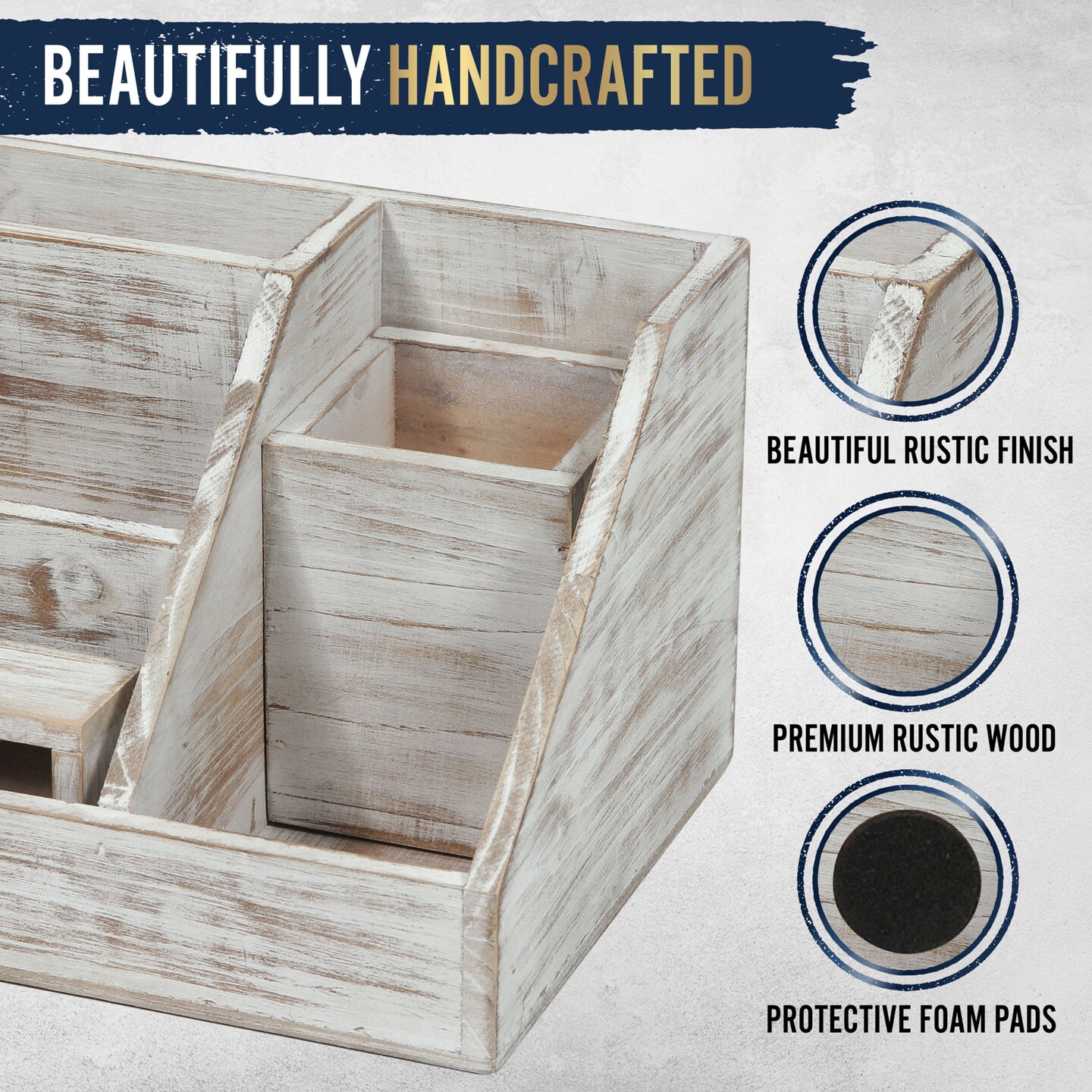 HBCY Creations 3 PIECE Desk Organizer Set- Rustic Mail Organizer For Desktop - Great For Rustic or Industrial Decor! Makeup Organizer For Vanity