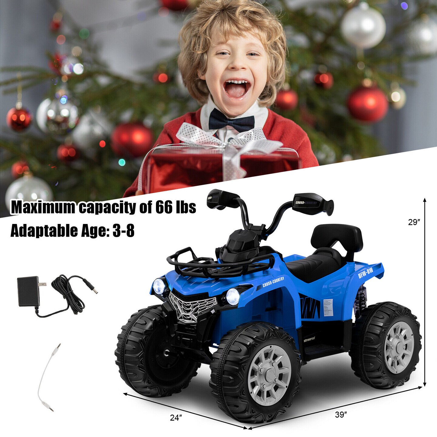 12V Kids Ride On ATV 4 Wheeler with MP3 and Headlights