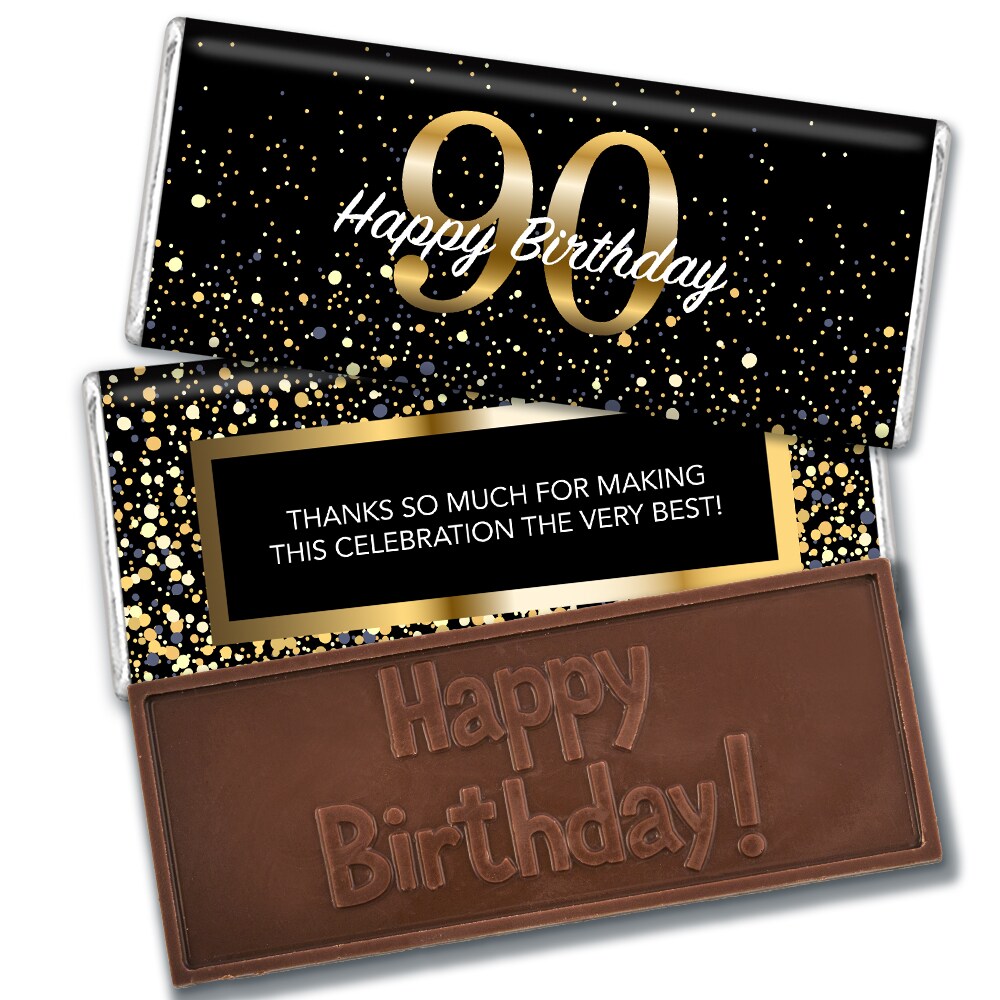 90th Birthday Candy Party Favors Embossed Belgian Chocolate Bars