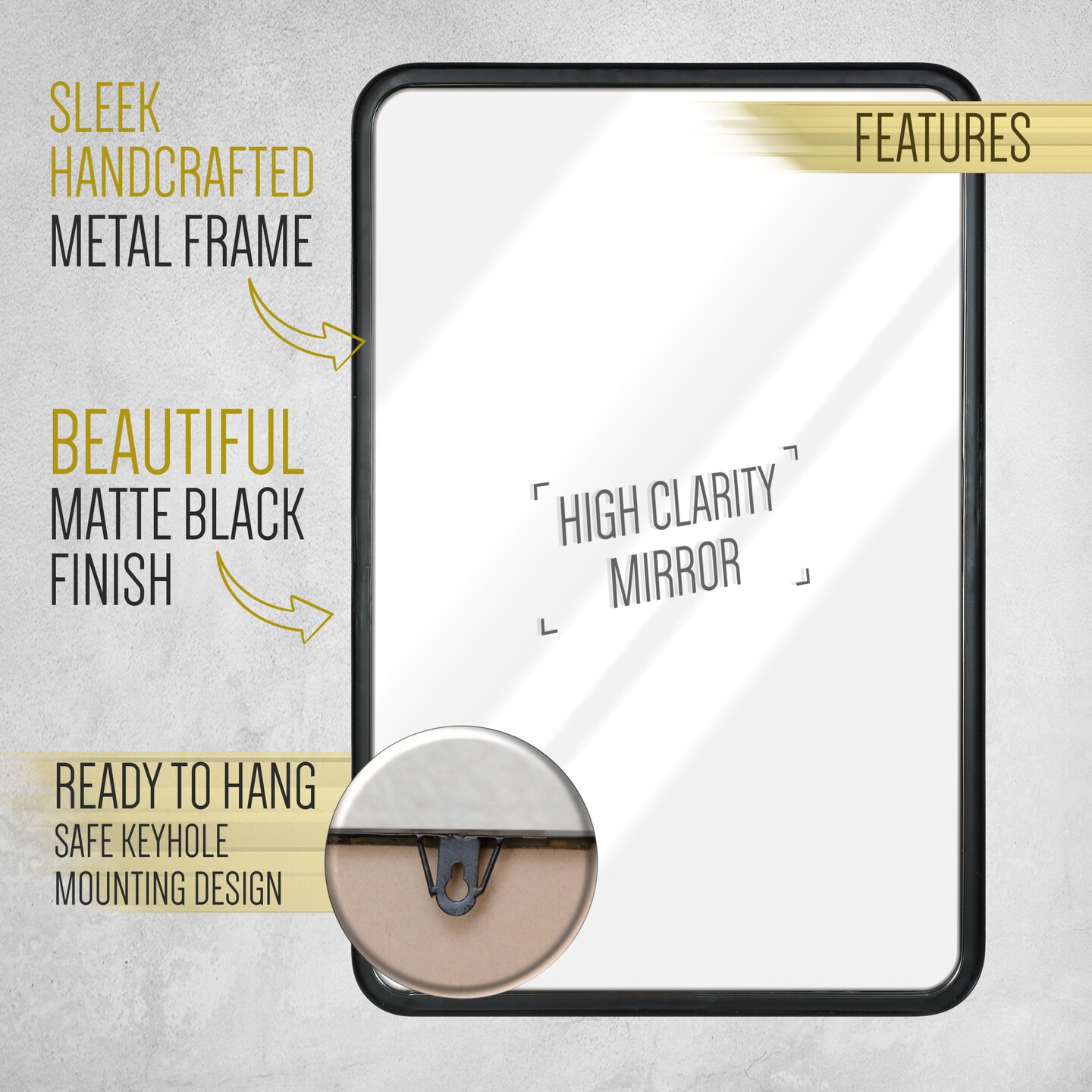 HBCY Creations Wall Mirror Large Mirror, Rustic Accent Mirror for Bathroom, Entry, Dining Room, &#x26; Living Room. Metal Mirror