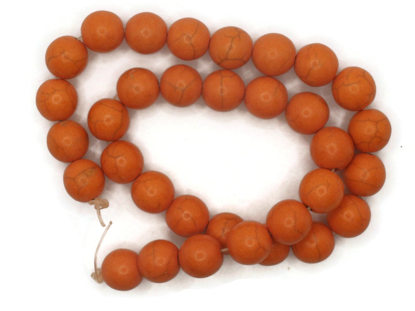 32 12mm Round Dyed Orange Synthetic Turquoise Stone Beads
