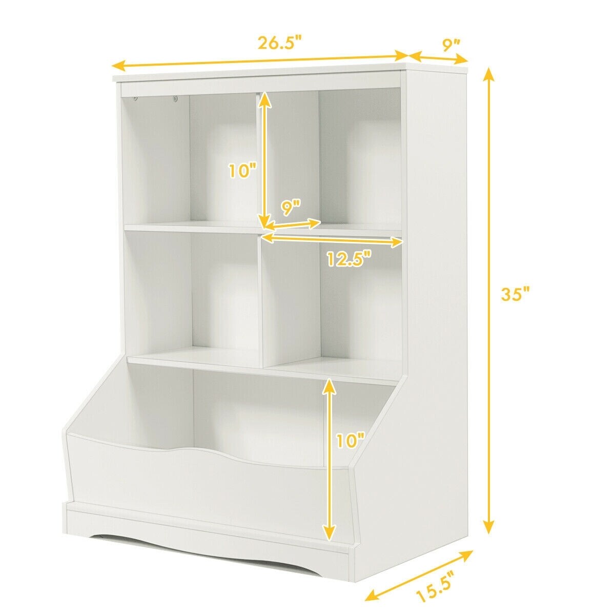3-Tier Children&#x27;s Multi-Functional Bookcase Toy Storage Bin Floor Cabinet