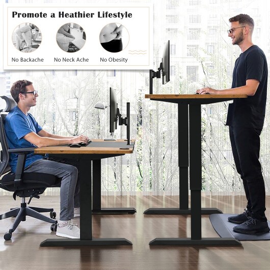 Steel Electric Sit to Stand Height Adjustable Desk Frame with Button Controller and Cable Hole