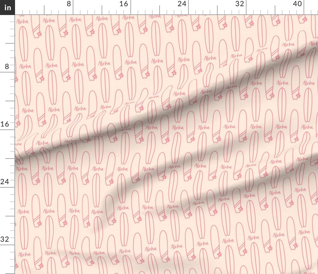 Petal Signature Cotton by the Yard or Fat Quarter Pink Surfboard Beach Fun Surfs Up Aloha Hawaii Oahu North Shore Maui Waves Summer Vacation Custom Printed Fabric by Spoonflower