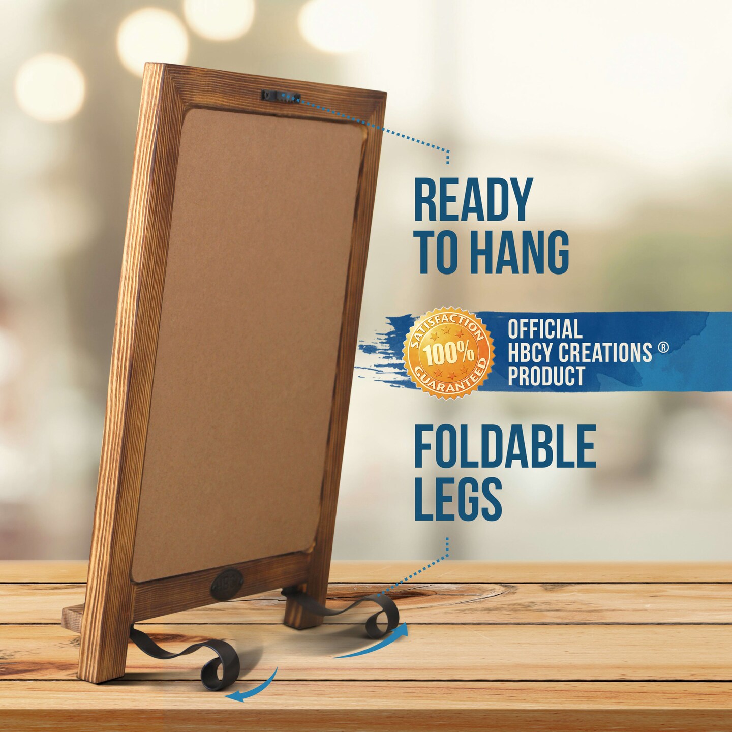 HBCY Creations Hanging or Tabletop Chalkboard with Legs/Wedding Table Sign/Kitchen Countertop Memo Board