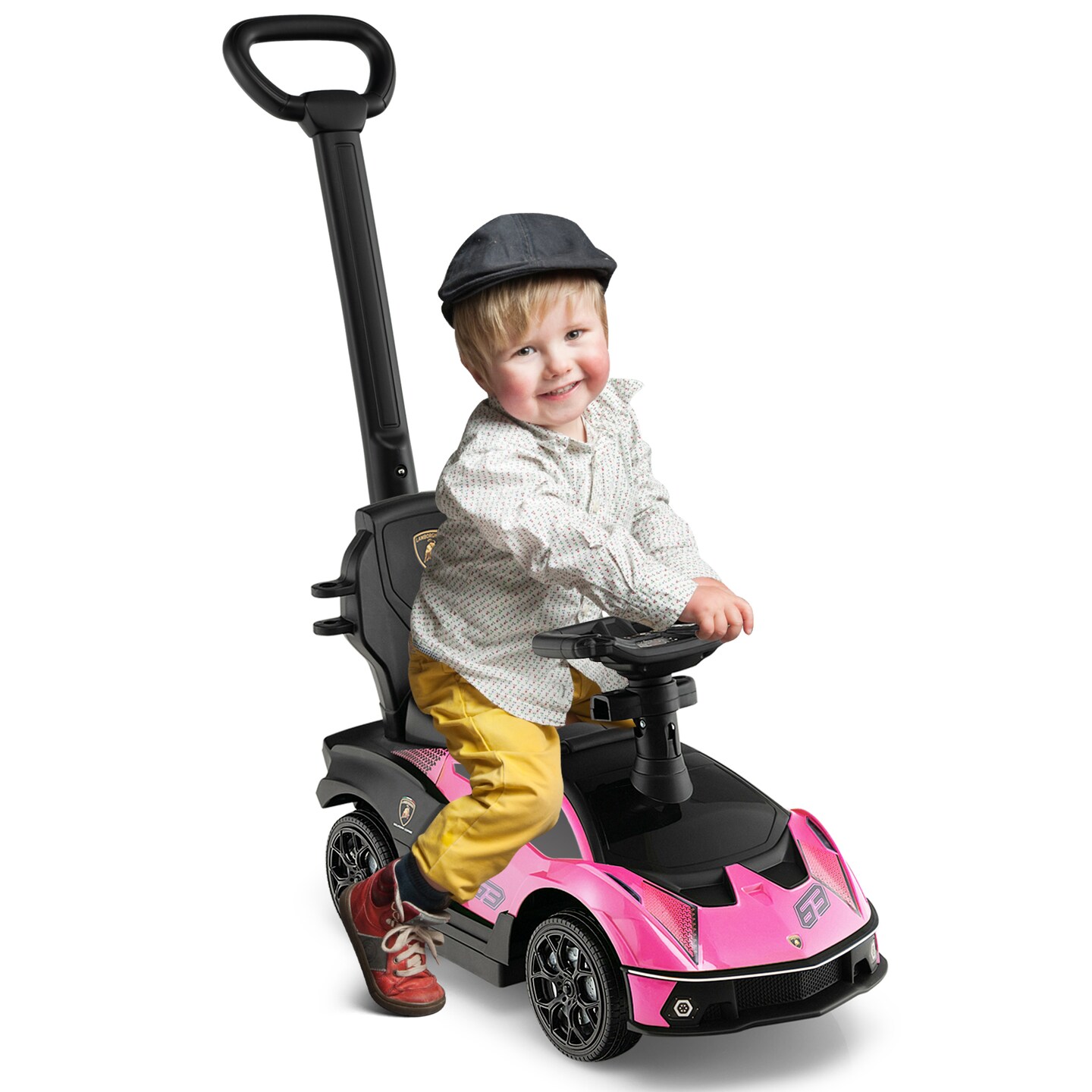 3-in-1 Ride on Push Car with Handle Guardrail and