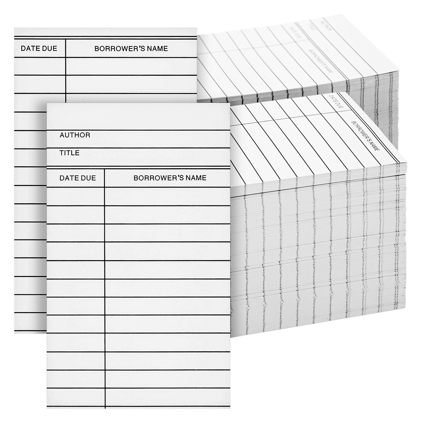 500 Pack Bulk Library Checkout Cards - Vintage-Style Due Date Record Keeping for Book Pockets and Classroom Supplies Cataloging (White, 3x5 Inches)
