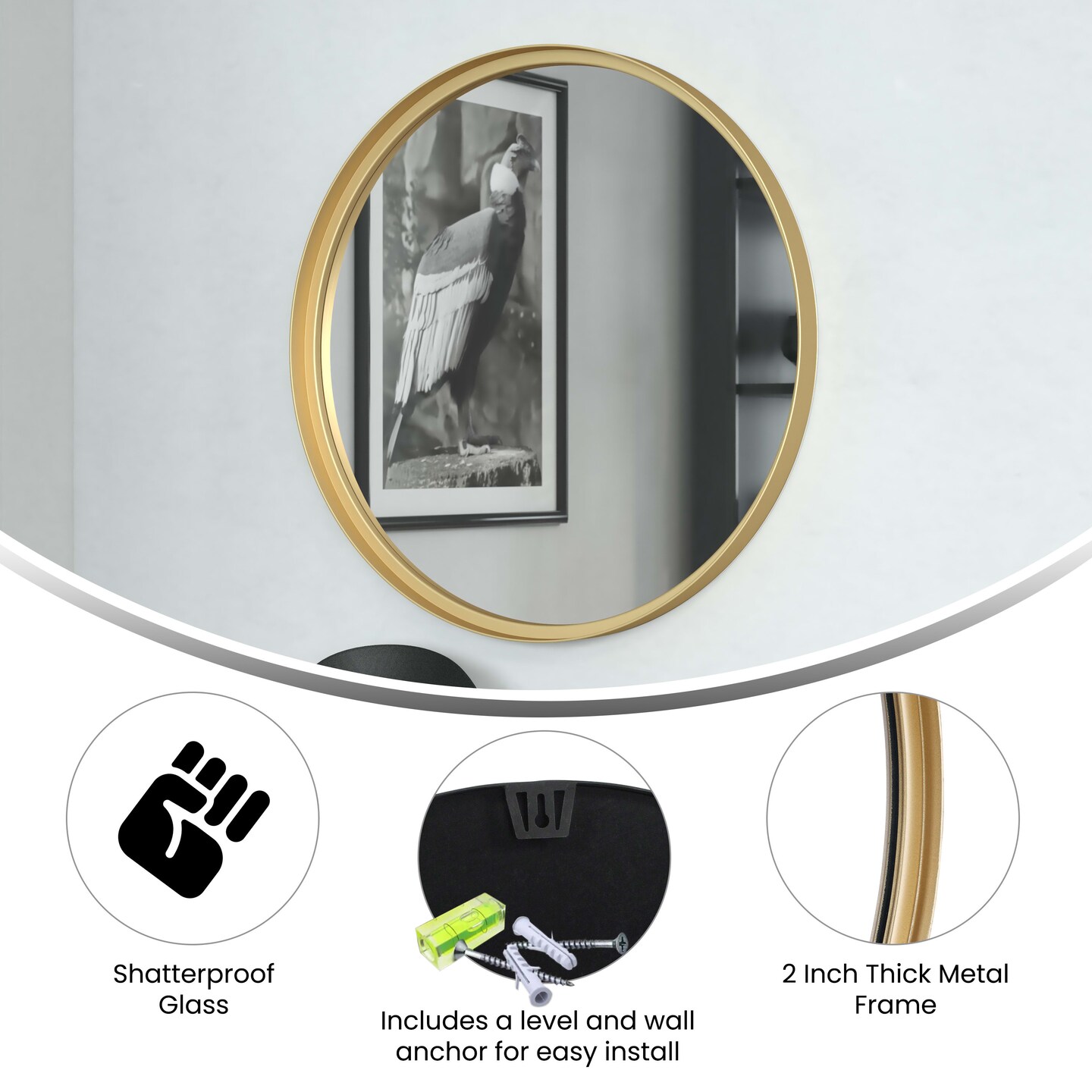 HBCY Creations Wall Mirror for Entryways, Washrooms, Living Rooms and More