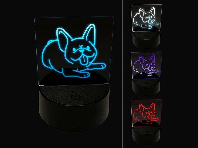 Frenchie Laying Down French Bulldog Dog 3D Illusion LED Night Light Sign Nightstand Desk Lamp