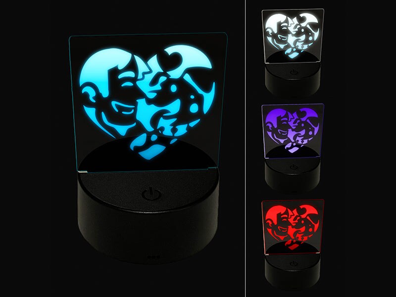 Man with Dog Puppy Pet in Heart 3D Illusion LED Night Light Sign Nightstand Desk Lamp
