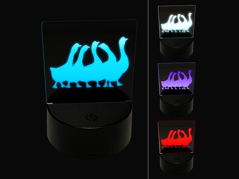 Geese Gaggle Goose Family Solid 3D Illusion LED Night Light Sign Nightstand Desk Lamp