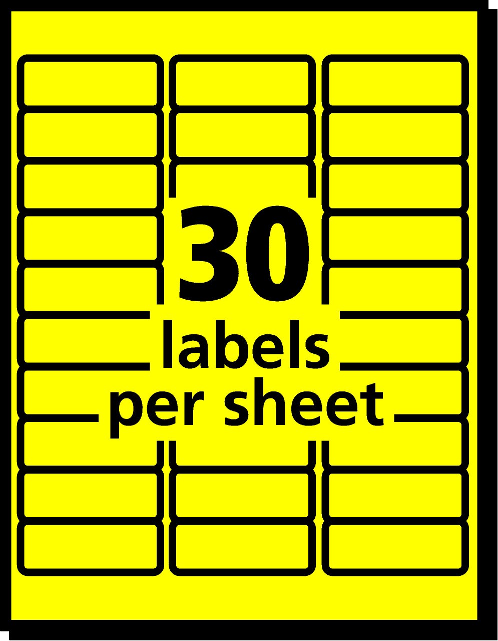 Avery Neon Address Labels with Sure Feed for Laser Printers, 1&#x22; x 2 5/8&#x22;, 750 Yellow Labels (5972)