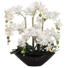 Set of 4 Elegant 18&#x22; White Orchid Flower Arrangements in Vase - Timeless Faux Floral Centerpieces for Home, Weddings &#x26; Events - Top Choice &#x26; Stylish Decor