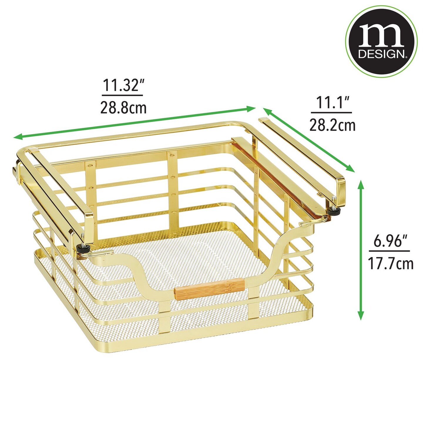 mDesign Metal Kitchen Under Shelf Storage Baskets - 2 Pack