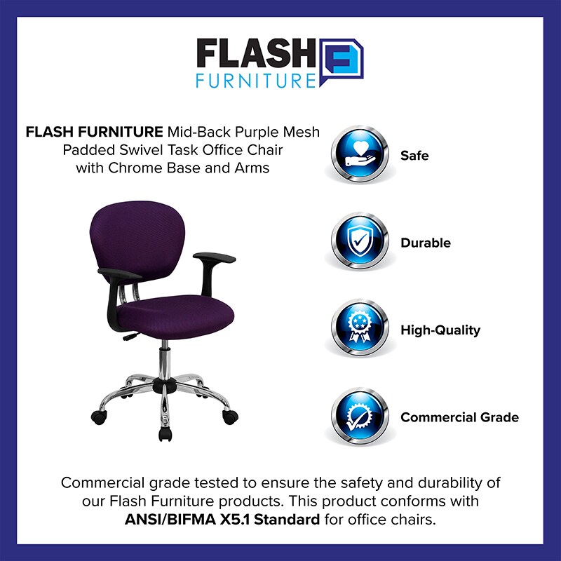 Flash Furniture Purple Mid-Back Task Chair