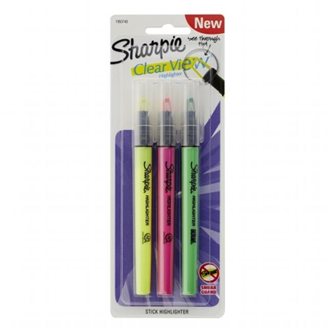 Sharpie Sharpie Clear View Stick Highlighter, Assorted Color - Pack of 3