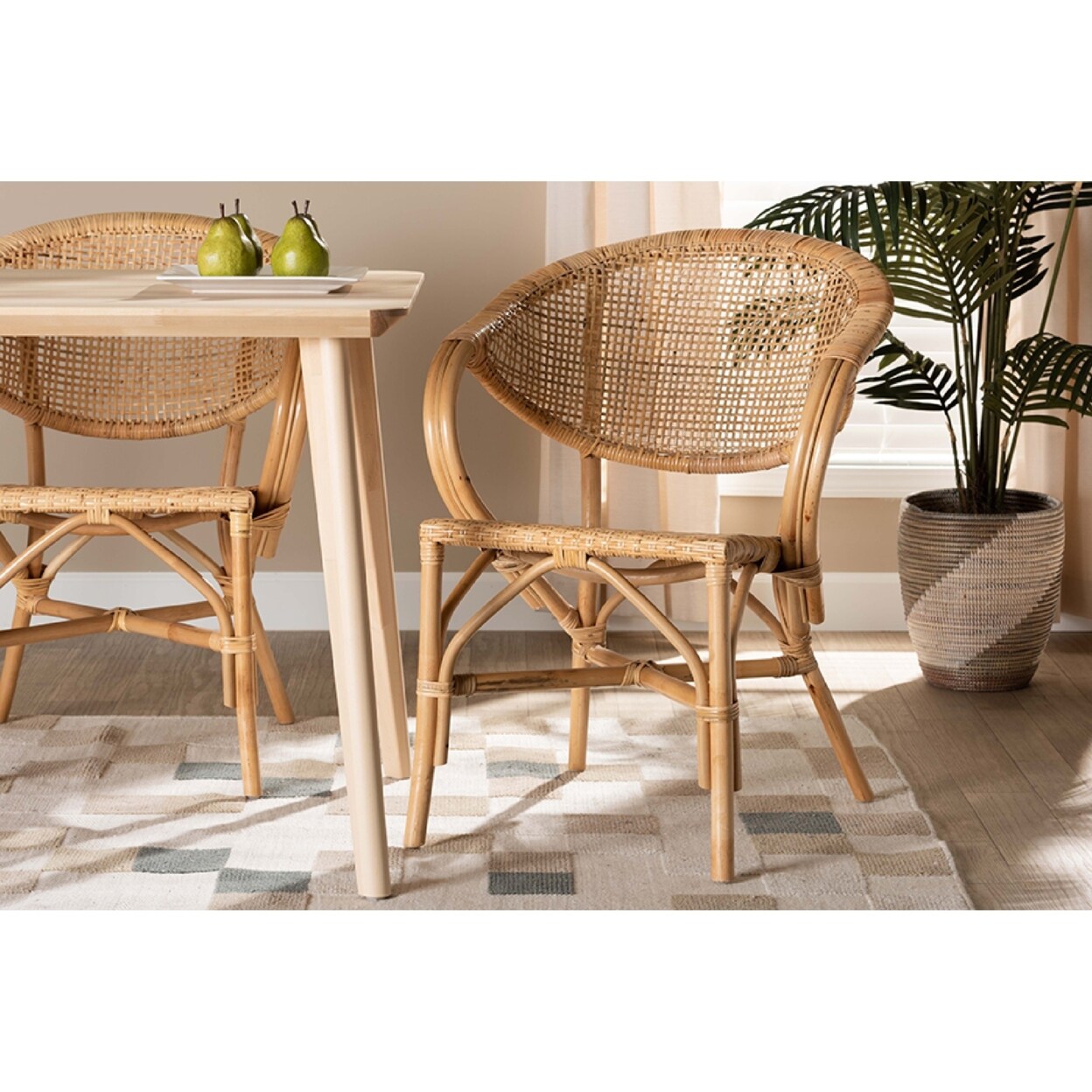 Wholesale Interiors Baxton Studio Varick Modern Bohemian Natural Brown Finished Rattan Dining Chair