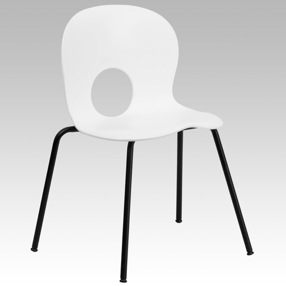 Flash Furniture White Plastic Stack Chair White