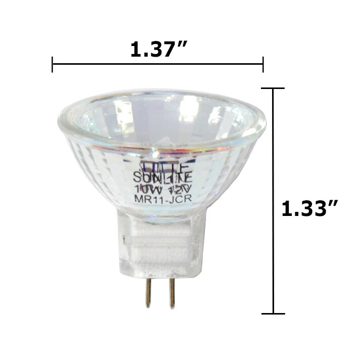 6PK - SUNLITE 10w JCR 12v MR11 3200K Bright White Narrow Flood NFL Halogen Bulb