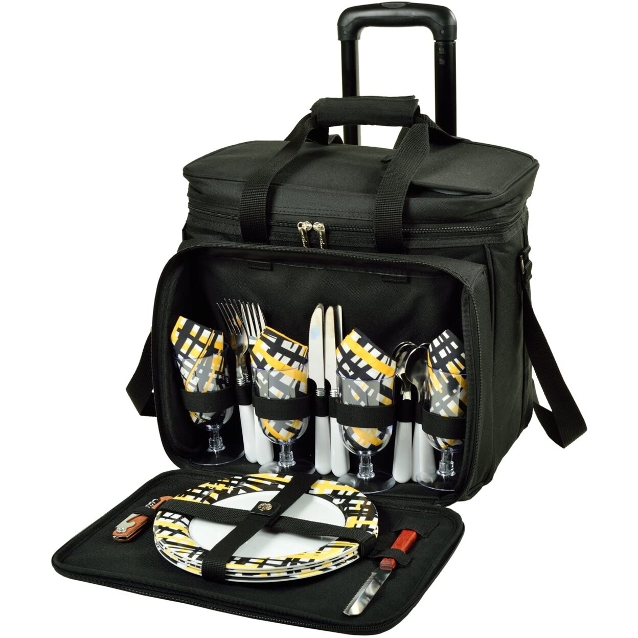 Picnic at Ascot   Picnic Cooler with Service for 4 on Wheels (330)