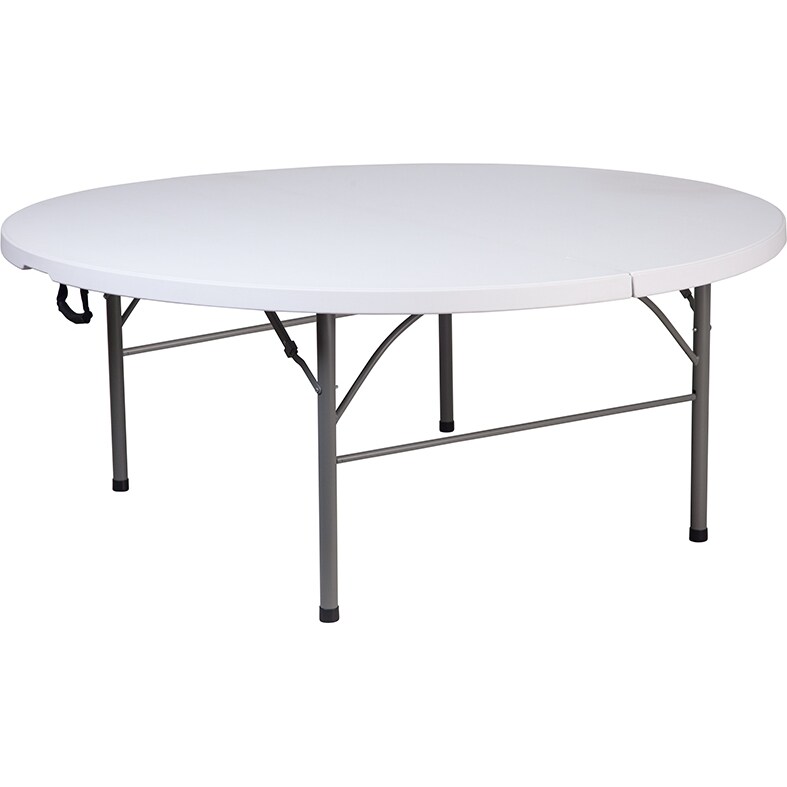 Flash Furniture 5.89-Foot Round Bi-Fold Granite White Plastic Banquet andt Folding Table with Carrying Handle RB-183RFH-GG