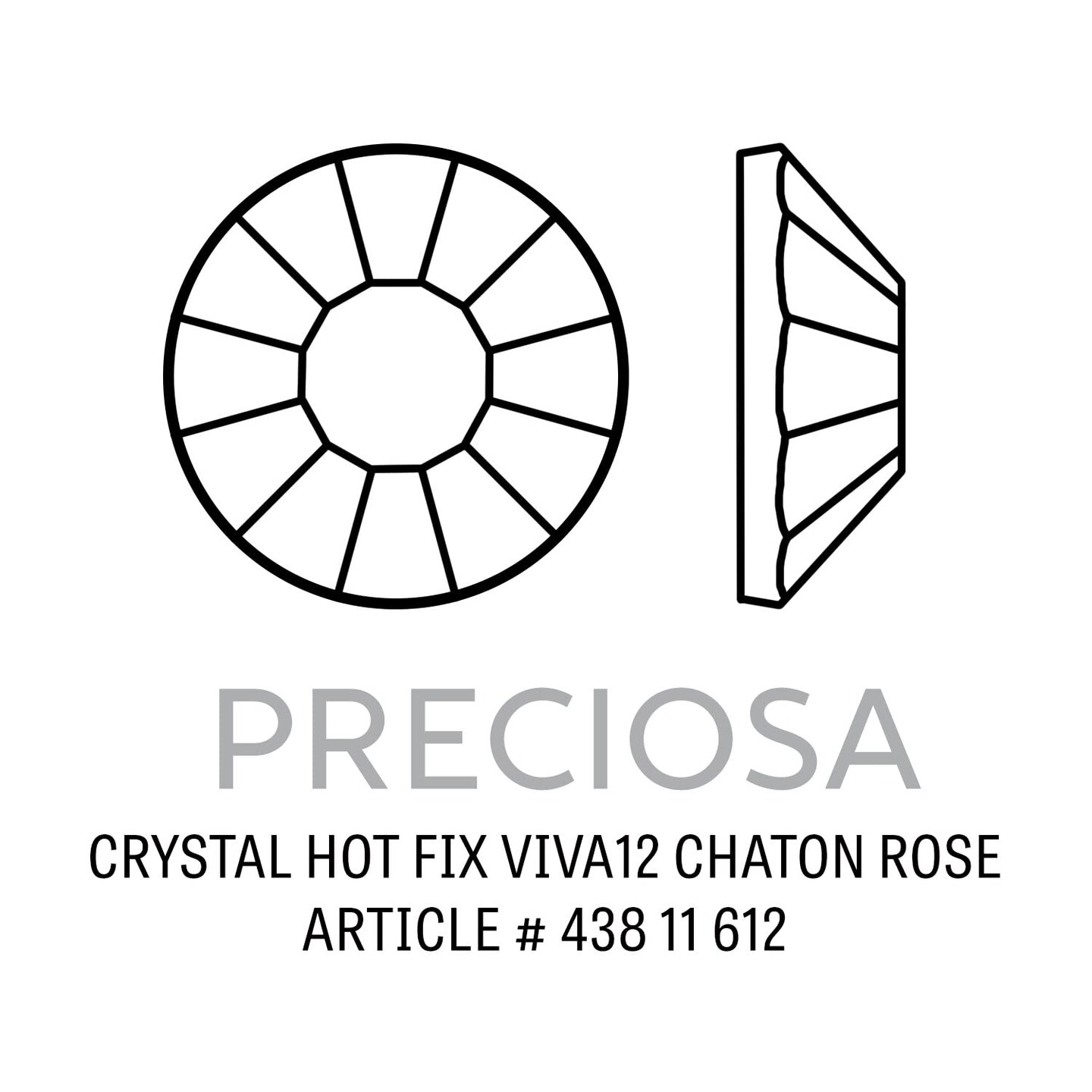 Preciosa Crystal VIVA12 Hotfix Rhinestone 3mm (SS12) Jet Hematite (Package of 50)