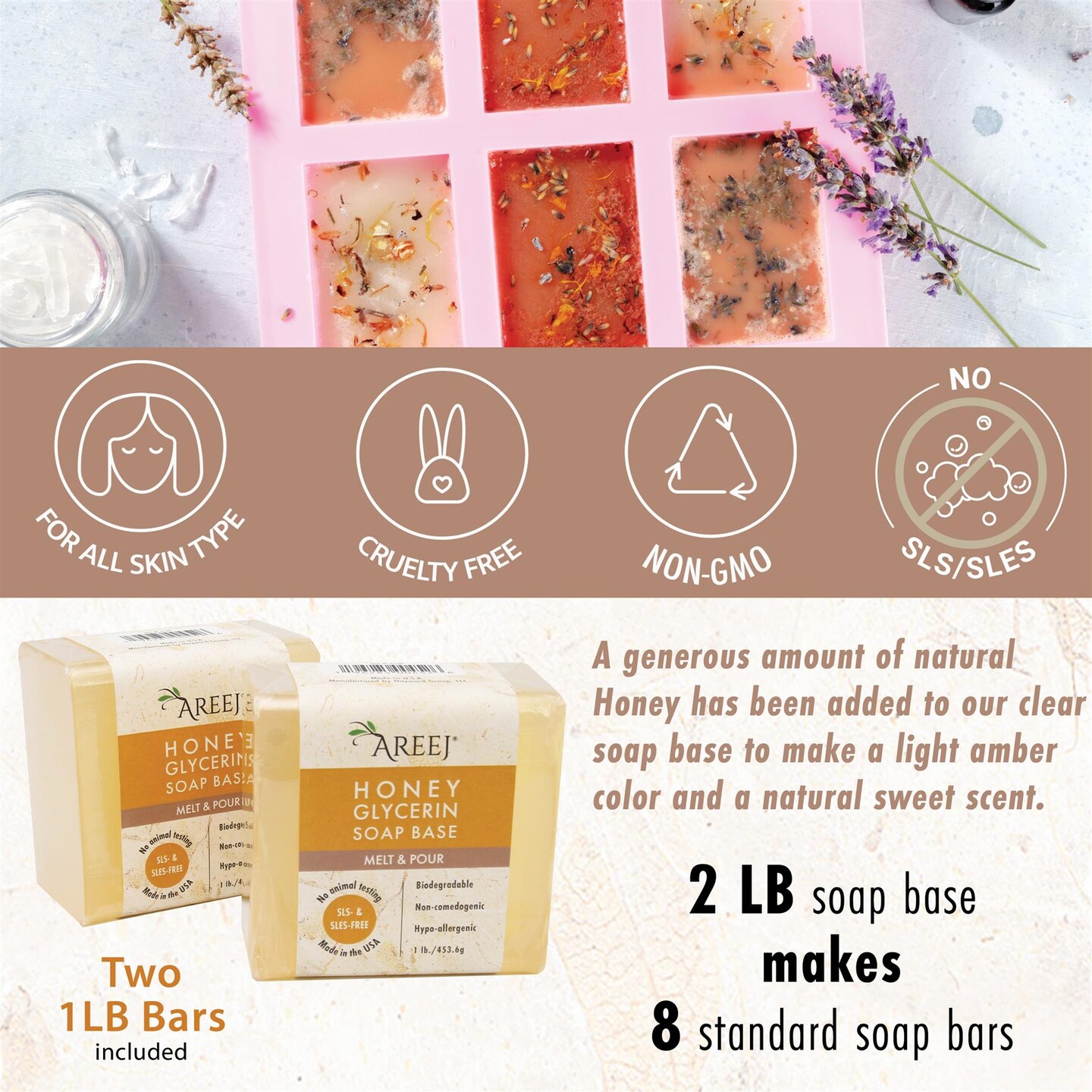 AREEJ HONEY GLYCERIN SOAP BASE SLS-FREE